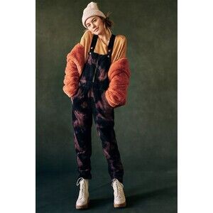 Anthropologie PILCRO Slim Corduroy Overalls Size 29 Purple Tie Dye Jumpsuit